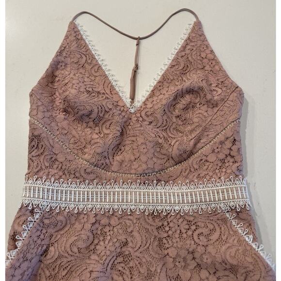 Stylestalker Size Small Pink Lace Romper Plunge Pockets Coquette Romantic Boho - Picture 6 of 8